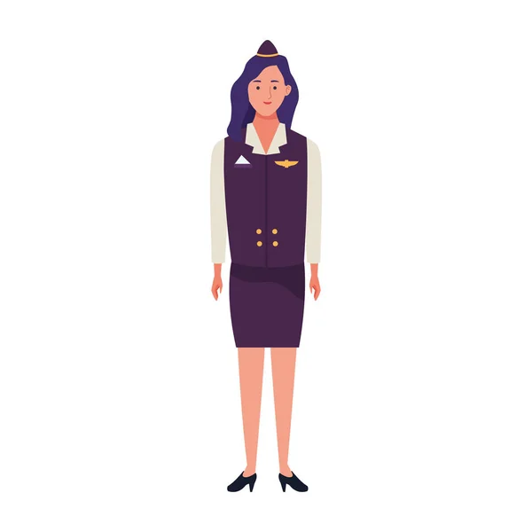 Stewardess woman sanding icon — 스톡 벡터