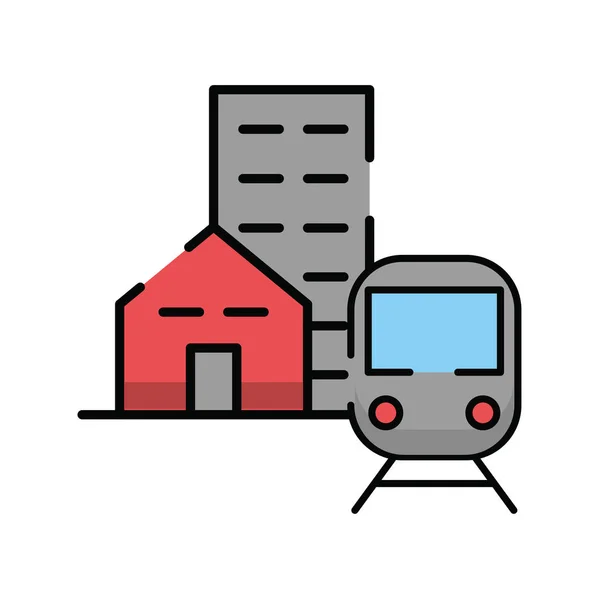Vehículo de transporte subterráneo con edificios — Vector de stock