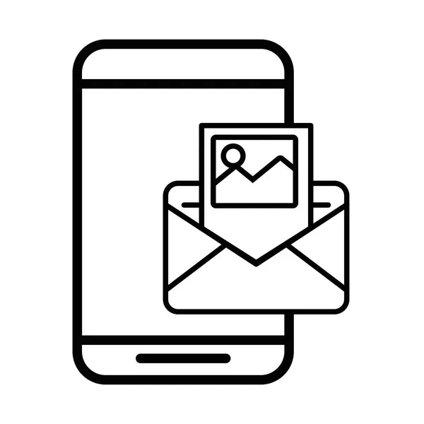 Smartphone avec enveloppe email service postal — Image vectorielle