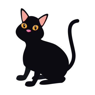 siyah kedi simgesi, düz tasarım