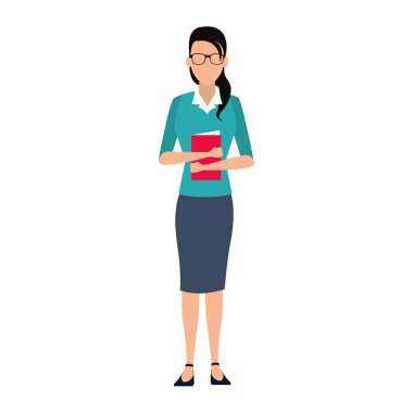 yönetici kadın ayakta simge, düz tasarım