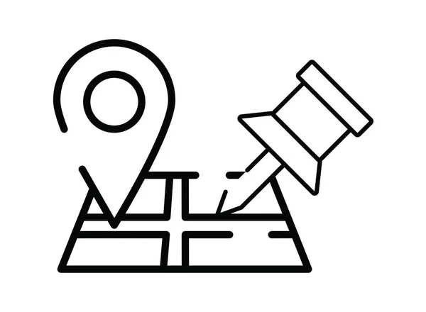 Guía de mapa de papel con el icono de ubicación de pines — Archivo Imágenes Vectoriales