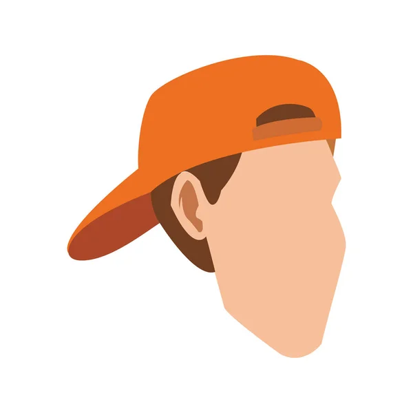 Dessin animé homme portant une icône de chapeau orange, design coloré — Image vectorielle