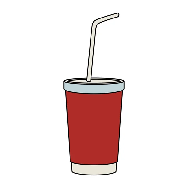 Copa de bebida con icono de paja — Archivo Imágenes Vectoriales
