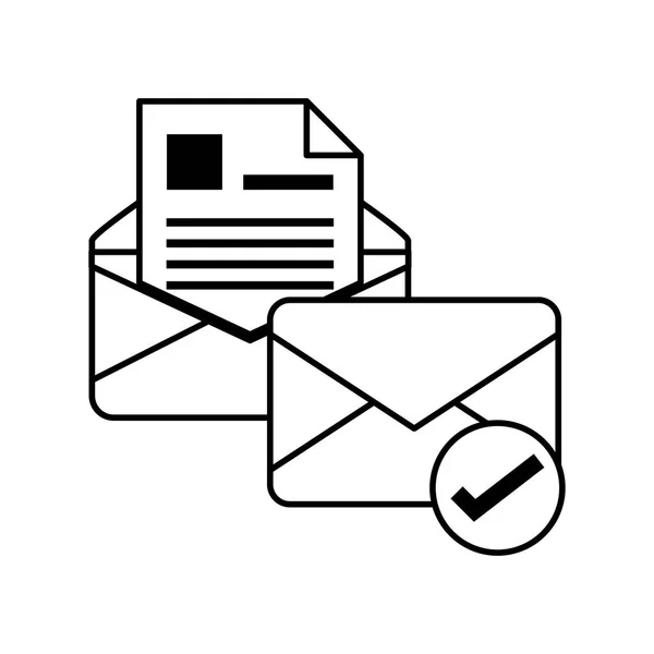 Sobre de correo con símbolo de cheque — Vector de stock