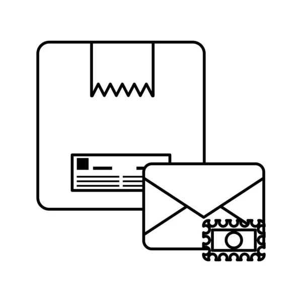 Carrinho com caixa caixa de serviço postal —  Vetores de Stock