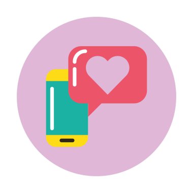 Konuşma balonu ve kalbi olan akıllı telefon