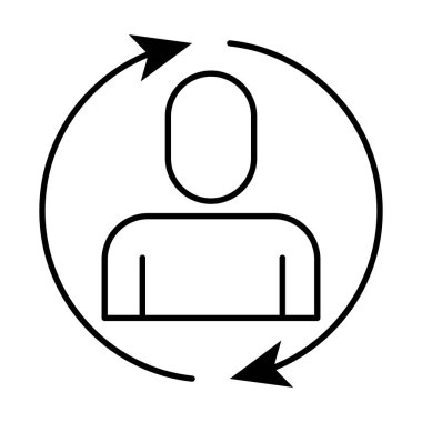 Avatar iş adamı silueti ve etrafında oklar var.