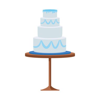 düğün pastası bir masa simgesinde, düz tasarım