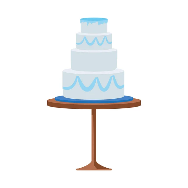 Bröllopstårta på bordsikon, platt design — Stock vektor