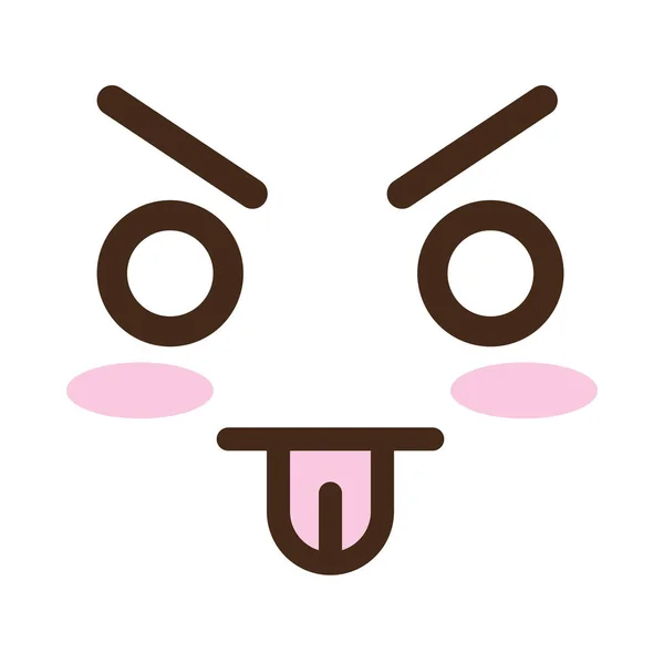 Fou visage avec la langue sur kawaii caractère comique — Image vectorielle