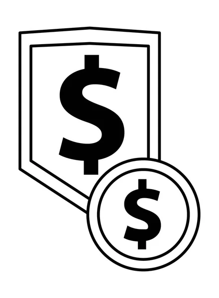 Bouclier avec icône symbole dollar — Image vectorielle