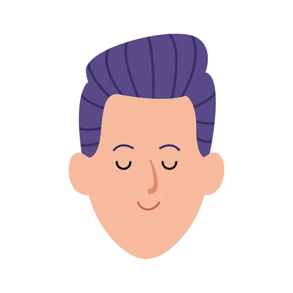 Лицо человека с фиолетовыми волосами — стоковый вектор
