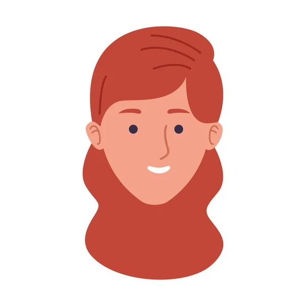 Dessin animé femme icône souriante, design plat — Image vectorielle