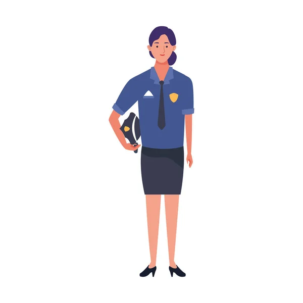 Police woman standing icon, flat design — 스톡 벡터