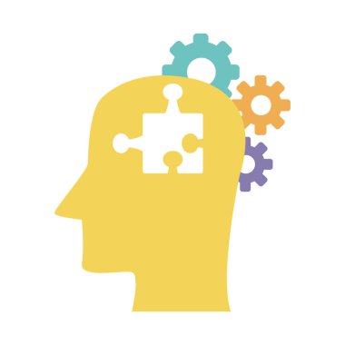 dişli tekerlekleri olan profil başı, renkli tasarım