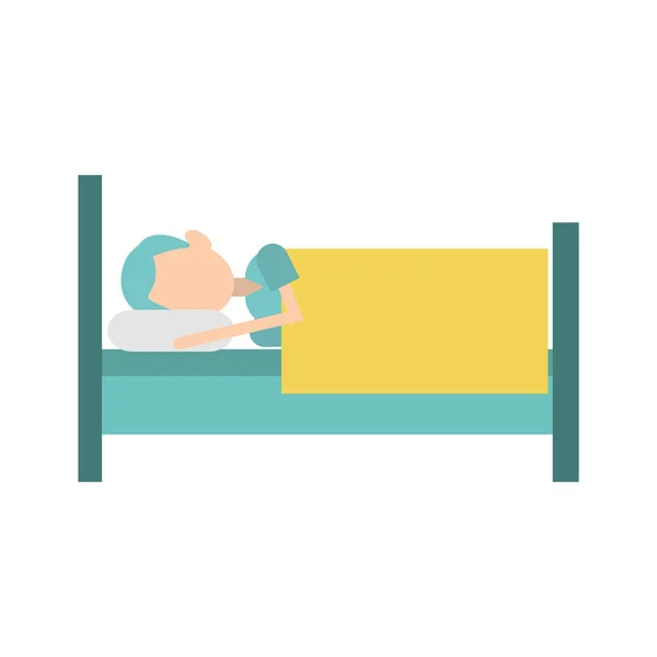 Man sleeping on bed icon, colorful design — ストックベクタ