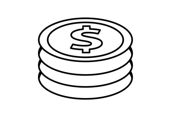 Coins dollars money isolated icon — 스톡 벡터