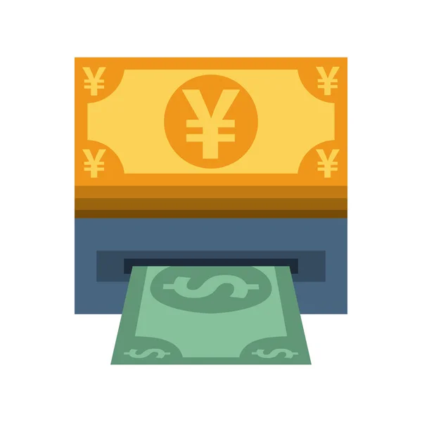 Yens factura dinero con agujero de cajero automático — Vector de stock