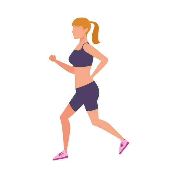 Avatar fitness mulher correndo ícone — Vetor de Stock