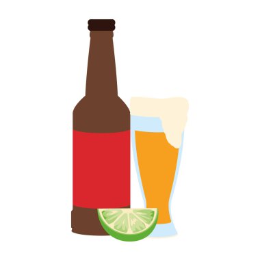 bira bardağı ve şişe ikonu, renkli tasarım