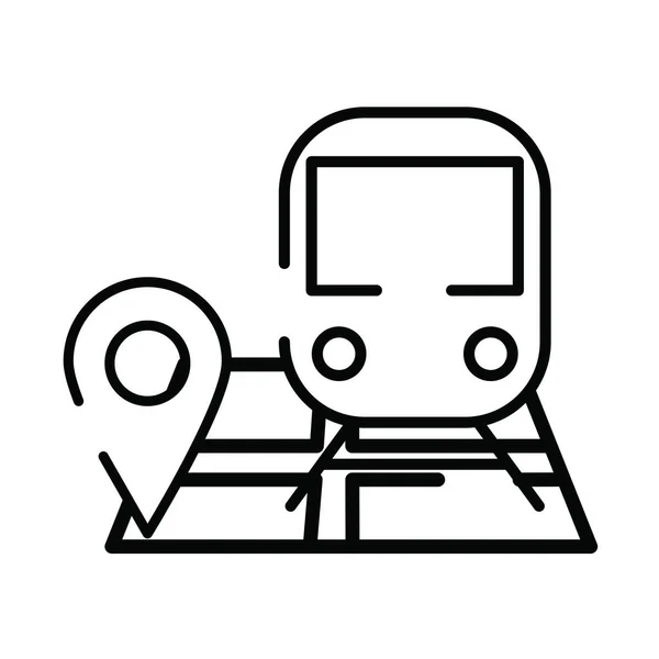 Carta mappa guida con veicolo della metropolitana — Vettoriale Stock