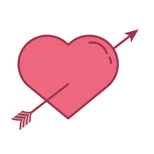 Felice giorno di San Valentino cuore con freccia incrociata — Vettoriale Stock