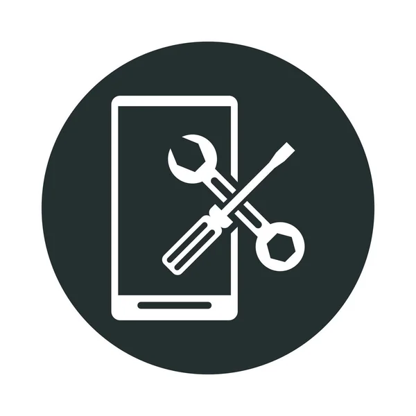 Smartphone con cacciavite e chiave strumenti di riparazione — Vettoriale Stock