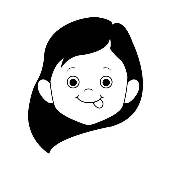Mignonne petite fille visage icône — Image vectorielle