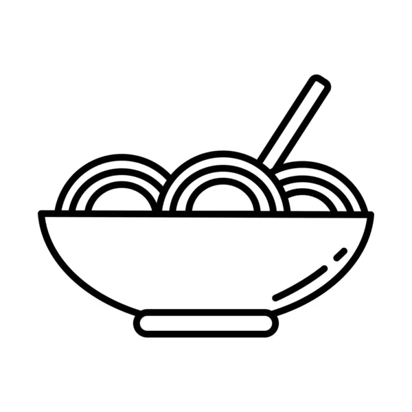 Dish utensil with spaghetti food icon — Stock Vector