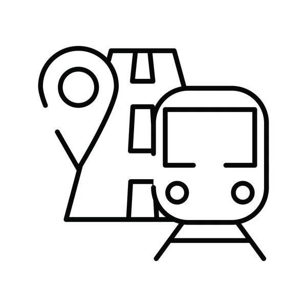 Guía de ubicación de puntero pin con carretera y metro — Vector de stock