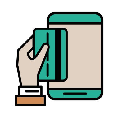 kredi kartı e-ticaret simgesi ile el