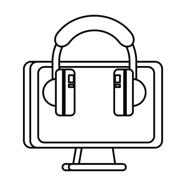 kulaklıklı masaüstü bilgisayar görüntüsü