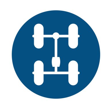 araba şasisi ve tekerlek montaj parçası simgesi düz