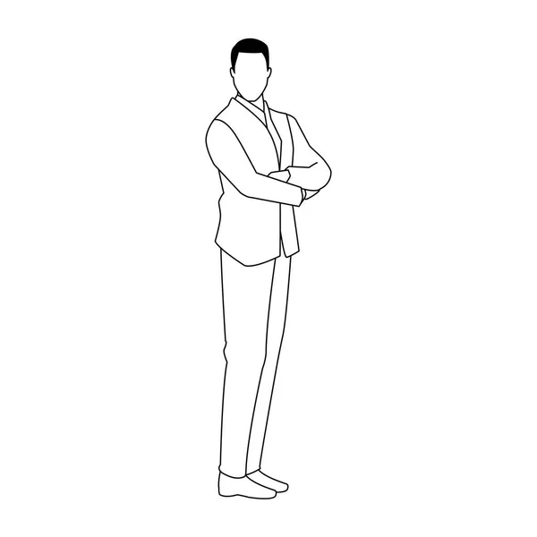 Avatar uomo d'affari in piedi icona, design piatto — Vettoriale Stock