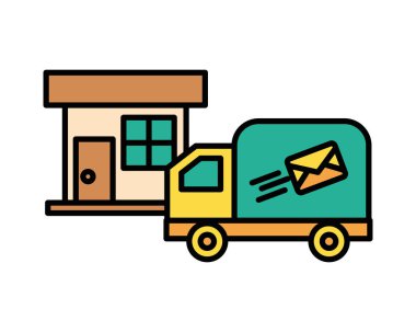 Posta servisi olan bir kamyon arabası.