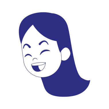 Çizgi film kadın yüzü gülüşü, düz tasarım