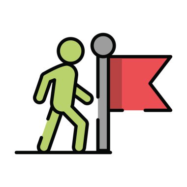 Bayrak taşıyan yaya silueti yürüteci