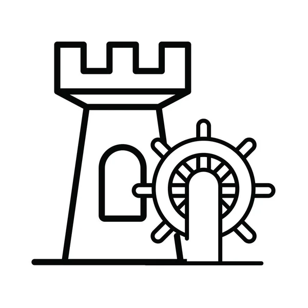 Yate de timón con torre icono aislado — Vector de stock