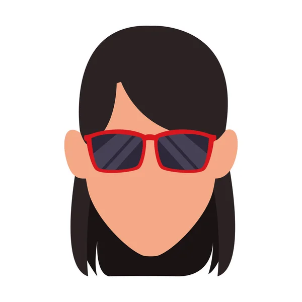 Avatar žena s ikonou slunečních brýlí, plochý design — Stockový vektor