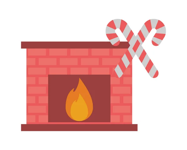 Feliz Navidad casa chimenea icono — Vector de stock