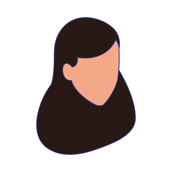 Wanita dengan ikon rambut panjang - Stok Vektor