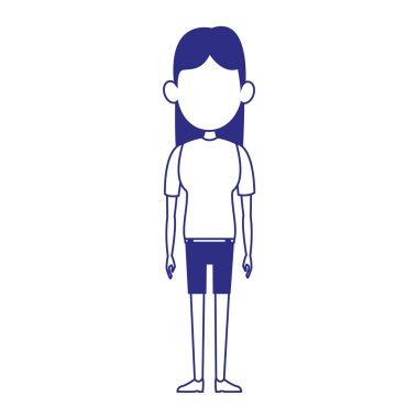 Afro kız ayakta ikon, mavi tasarım