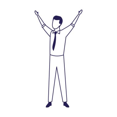 heyecanlı avatar işadamı kollarını kaldırdı