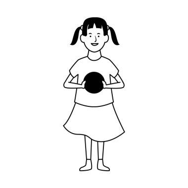 çizgi film mutlu kız simgesi, düz tasarım