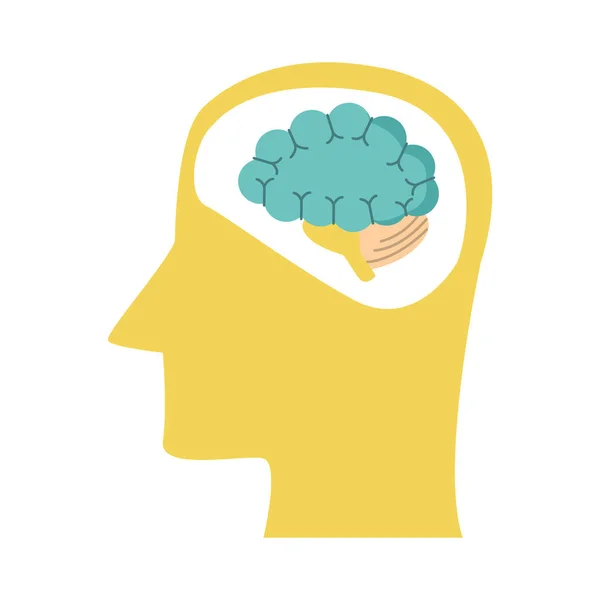 Profilkopf mit Gehirn-Ikone, buntes Design — Stockvektor