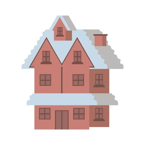 House with snow isolated icon — Stock Vector