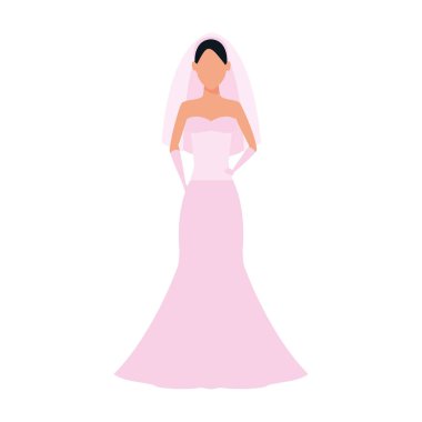 Güzel pembe elbiseli, düz dizaynlı Avatar gelin