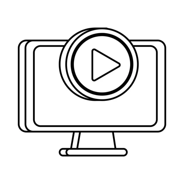 Desktop-Computerdisplay mit Media-Player-Schnittstelle — Stockvektor