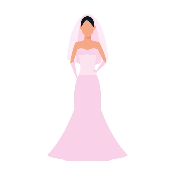 Avatar mariée avec belle robe rose, design plat — Image vectorielle